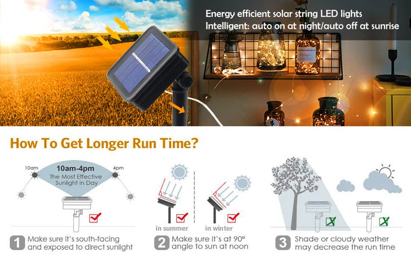 Solar String Lights Outdoor Waterproof – Warm White or Multicolor Fairy Lights for Garden, Trees & Patio