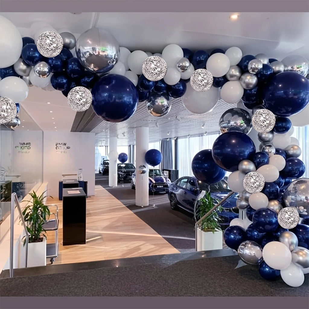 129-Piece Navy Blue & Silver Balloon Garland Arch Kit – New Year's Eve ...