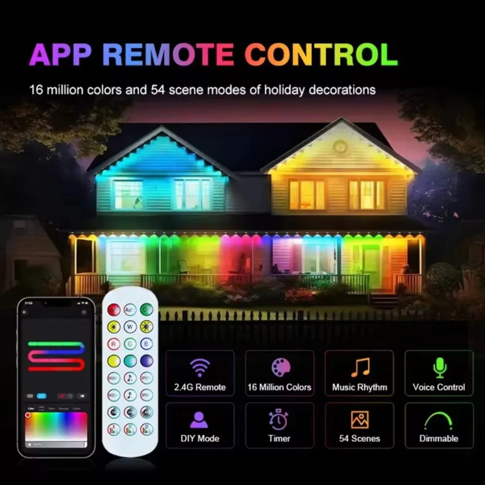 Smart RGB Permanent Outdoor Eave Lights – App & Remote Control, IP67 W ...