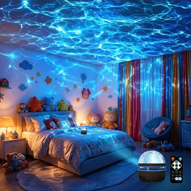 Ocean Wave Projector Night Light – RGB Water Ripple Ceiling Lamp for Bedroom & Parties