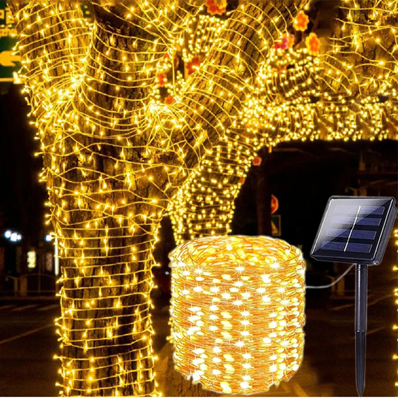 Solar String Lights Outdoor Waterproof – Warm White or Multicolor Fairy Lights for Garden, Trees & Patio