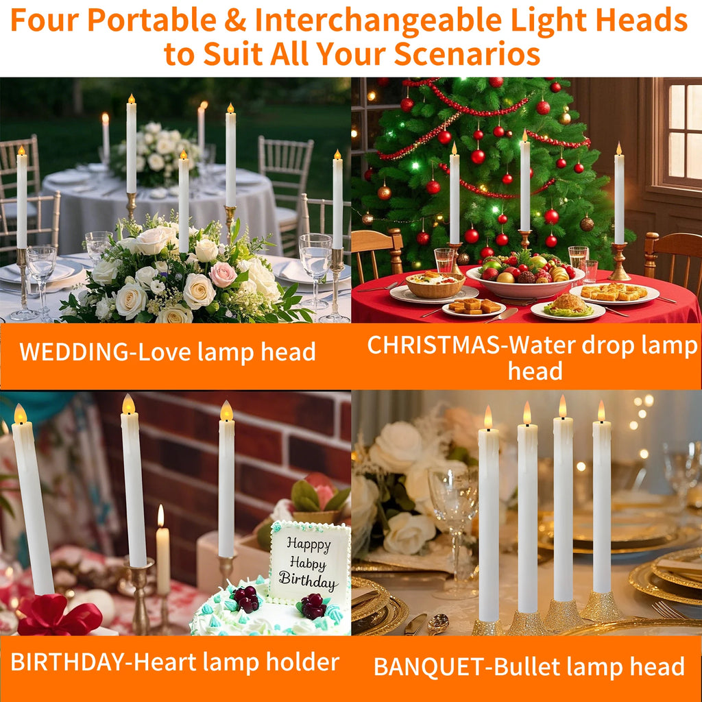 Led Remont Rechargeable Flameless LED Taper Candles with Remote & Timer – Set of ...