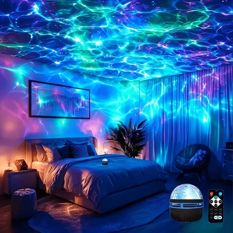 Ocean Wave Projector Night Light – RGB Water Ripple Ceiling Lamp for Bedroom & Parties