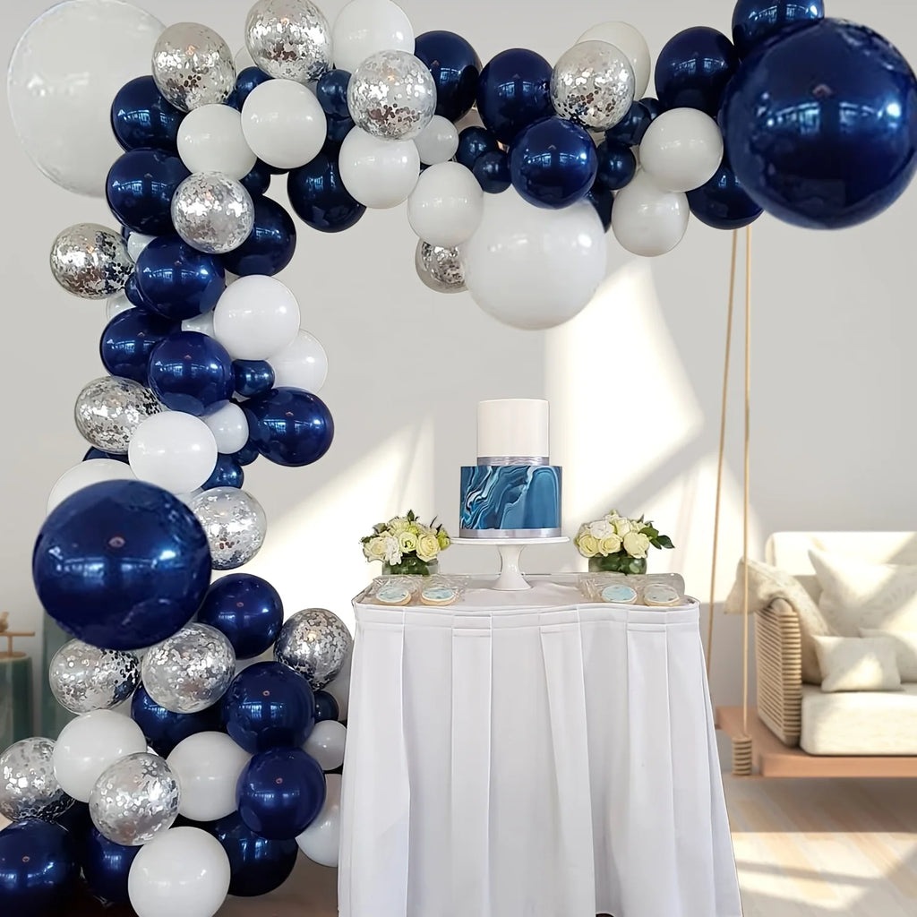 129-Piece Navy Blue & Silver Balloon Garland Arch Kit – New Year's Eve ...