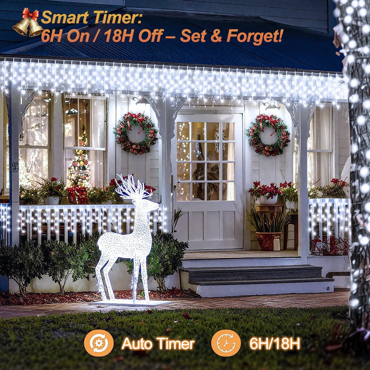 39.4 ft Christmas String Lights – 480 LEDs with 8 Modes, Timer & Memory