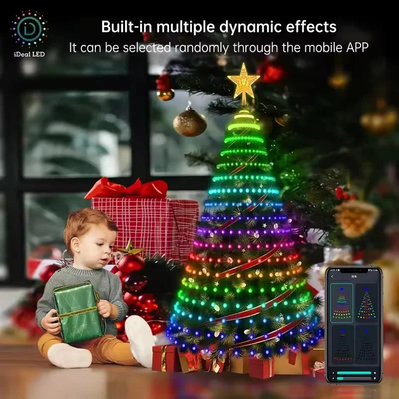 Smart App-Controlled Christmas Tree Lights – RGB Waterfall LED Light Tree, 5.9 ft & 6.9 ft