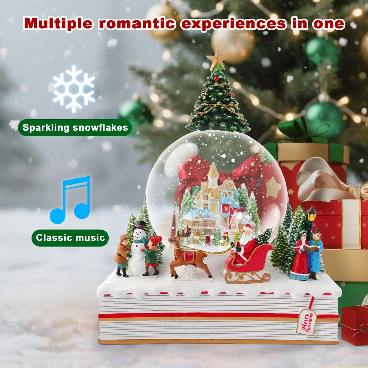 Musical Christmas Snow Globe – 4.7" Crystal Ball Holiday Gift & Decor